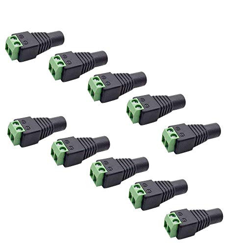 ZC-ECC 10 Pack Female DC Power Jack Plug Adapter Connector 12V 2.1mm x 5.5mm for CCTV Security Camera LED Strip