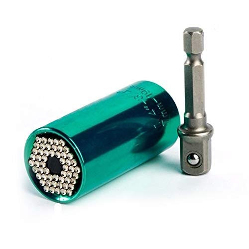 7mm-19mm Universal Socket Professional Socket Wrench Tools Drill Adapter Socket Repair Tools (Green)