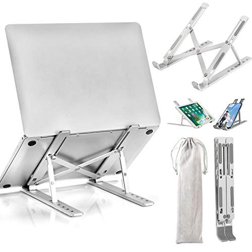 Laptop Stand, DHGMV Laptop Tablet Stand, Adjustable Aluminum Foldable Portable Computer Stand Holder Riser Desktop Mount Compatible with MacBook Air Pro, Dell XPS, Lenovo More 10-15.6 Laptops