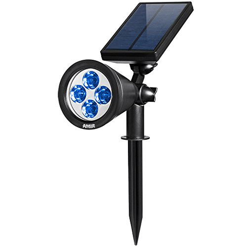 AMIR 2 in 1 Solar Spotlights, Upgraded Solar Garden Lights Outdoor, Waterproof 4 LED Landscape Lighting, Adjustable Solar Wall Lights with Auto On/Off for Yard Driveway Pathway Pool Tree Patio (Blue) AMIR 2 in 1 Solar Spotlights, Upgraded Solar Garden Lights Outdoor, Waterproof 4 LED Landscape Lighting, Adjustable Solar Wall Lights with Auto On/Off for Yard Driveway Pathway Pool Tree Patio (Blue)