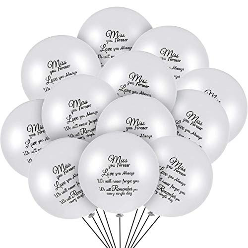 60 Pieces White Memorial Balloons Funeral Remembrance Biodegradable Balloons Helium Balloons for Condolence, Funeral, Anniversary, Memorial Services