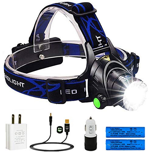 Rechargeable Headlamps, Lightess LED Headlight Zoomable Head Lamps Waterproof Hand Free Torch Light