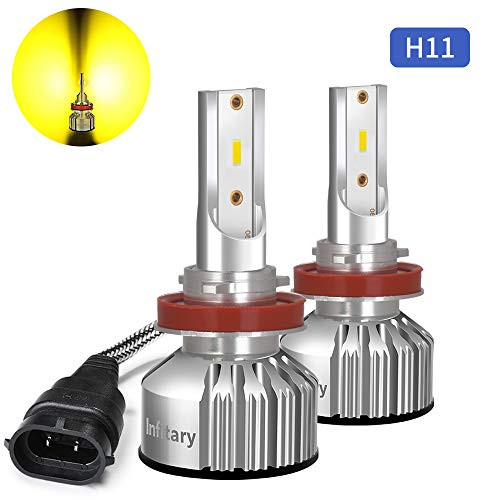 INFITARY H11/H8/H9 LED Headlight Bulbs Yellow CSP 3000K Fog Light Bulb Super Bright High Low Beam Plug and Play All in One LED Conversion Kit