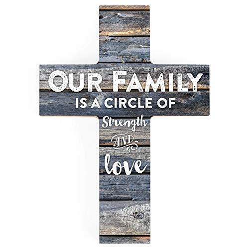 P. Graham Dunn Our Family is a Circle of Strength and Love Rustic 7 x 5 Wood Wall Art Cross Plaque
