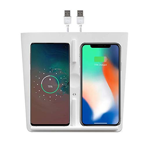 for Tesla Model 3 Wireless Charger Dual Charging Dock, Dual QI Wireless Charging Charger Panel with USB Splitter Cable for Latest Upgraded Tesla Model 3 (White)