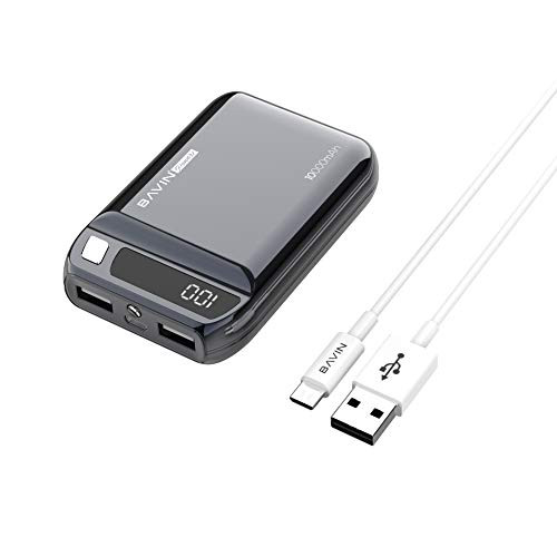 Power Bank 10000 mAh,BAVIN Fast Charging External Battery Pack Dual USB Output with LED Flashlight Compatible for iPhone, iPad, iPod,Samsung Galaxy and Other Charging Device (Midnight Blue 10000mah)