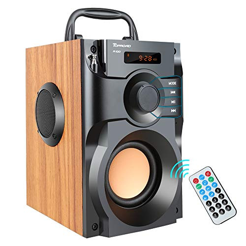Portable Bluetooth Speaker Wireless Subwoofer Stereo Bass Speakers Outdoor Powerful Speaker Support Remote Control FM Radio for Home Party, Travel, Camping, Indoor