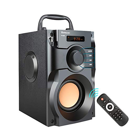 Bluetooth Speaker, Portable Speakers Wireless Subwoofer Stereo Sound Bass Speakers Outdoor Party Speaker Support Remote Control FM Radio for Home, Indoor, Travel, Camping [Upgraded Version]