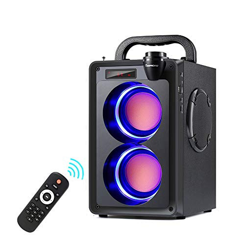 Bluetooth Speakers, 20W Portable Bluetooth Speaker with Subwoofer, FM Radio, LED Lights, EQ, Booming Bass, Bluetooth 5.0 Wireless Stereo Loud Outdoor/Indoor Party Speakers for Home, Camping, Travel