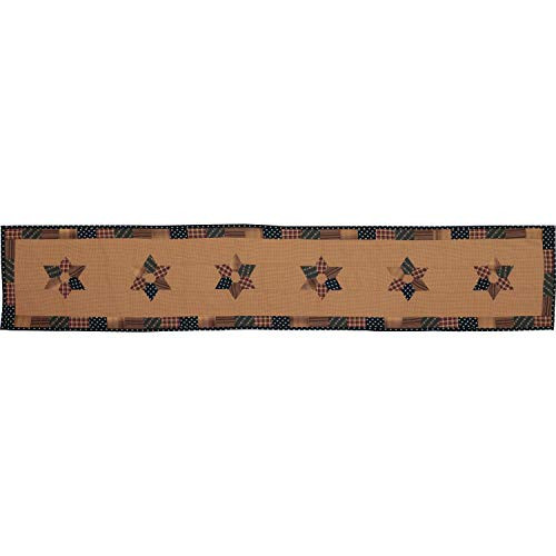 VHC Brands 53814 Primitive Tabletop Kitchen Patriotic Patch Cotton Patchwork Star Rectangle 13x72 Runner, Deep Red VHC Brands 53814 Primitive Tabletop Kitchen Patriotic Patch Cotton Patchwork Star Rectangle 13x72 Runner, Deep Red