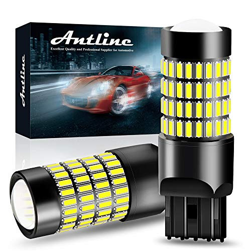 7443 LED Bulbs, ANTLINE 1400 Lumens Super Bright 4014 102-SMD 7440 7441 7444 T20 992 W21W LED Bulbs with Projector for Backup Reverse Tail Brake Turn Signal DRL Parking Lights, Xenon White(Pack of 2)