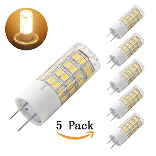5-pack G8 LED Bulb 120V - T4 G8 Base Bi-pin Xenon JCD Type LED Halogen Replacement Bulb 40W Equivalent Warm White 3000K