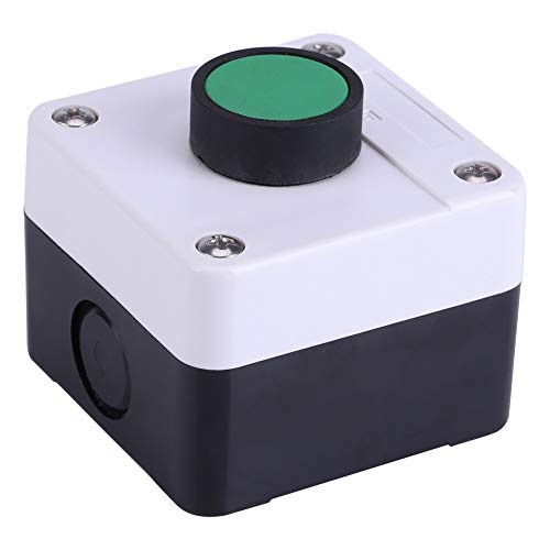 ABS Weatherproof Push Button Switch Station Box One Button Control Box for Gate Opener(Green Button)