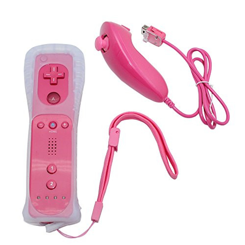 Remote Controller for Wii,Yudeg Wii Remote and Nunchuck Controllers with Silicon Case for Wii and Wii U?not Motion Plus? (Pink)