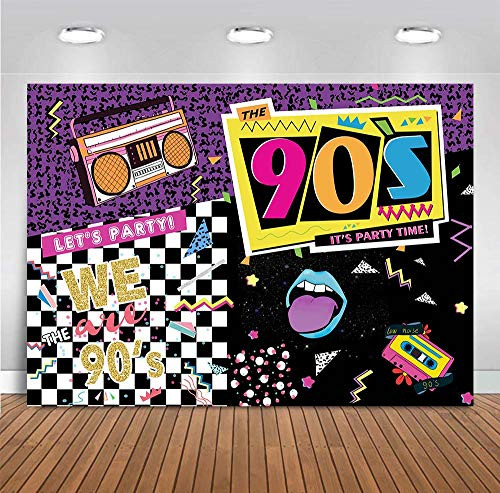 MMY 7x5ft I Love The 90s Them Party Photograph Backdrop Hip Hop Rock Music Dance Disco Wall Colorful Background 90's Adult Birthday Event Party Banner Supplies Photo Booth Props