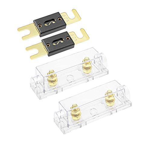 uxcell ANL Fuse Holder with 50 Amp Fuse DC 32 Volt for Automotive Car Vehicle Audio Amplifier Inverter Replacement with Clear Insulated Cover 2pcs