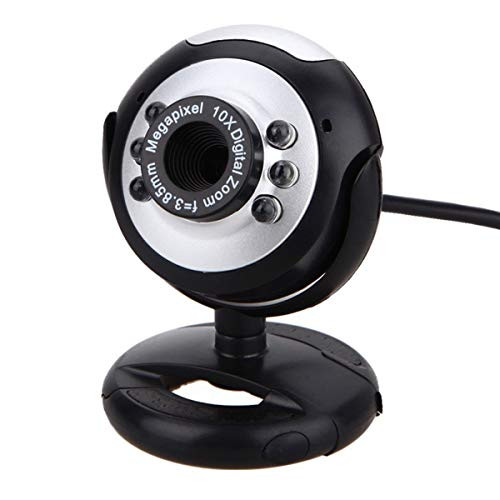 SOONHUA Camcorders Camera Web 6LED 16 megapixel USB Webcam Camera with Mic Night Vision Web Cam for PC Laptop Camera Calling Conferencing Recording (1PC, Silver)