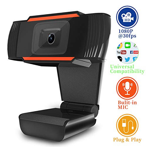 YOUPECK Webcam with Microphone 1080P Full HD Web Camera, Plug and Play USB Streaming Camera for Video Calling Conference Recording Online Teaching, 120 Degrees Wide-Angle 30fps