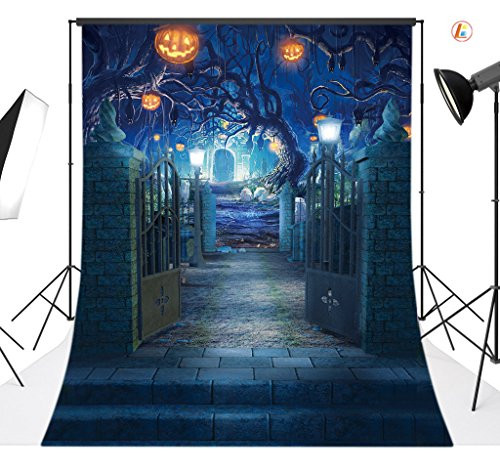 LB Halloween Photo Backdrop 5x7ft Pumpkin Lantern Horror Spooky Night Photography Backdrop for Pictures Customized Vinyl Photo Background Studio Props