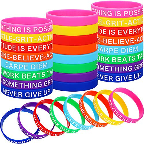 Gejoy Motivational Silicone Wristbands Multicolored Rubber Bracelets Stretch Bracelets with Inspirational Messages, 8 Styles (48 Pieces) Gejoy Motivational Silicone Wristbands Multicolored Rubber Bracelets Stretch Bracelets with Inspirational Messages, 8 Styles (48 Pieces)