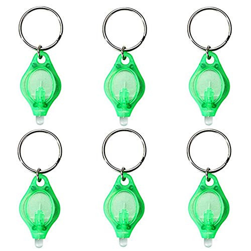 RaySoar (Pack of 6) Ultra Bright Mini LED Keychain Flashlight, Key ring Flashlight, Keychain LED Flashlight, LED Keychain Light - White Light with Green Shell