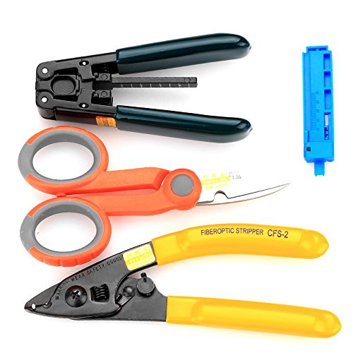 FTTH Fiber Optic Drop Cable Fiber Stripper CFS-2 Double Port Hole Optical Fiber Coating Fiber Kevlar Scissors with stripping guide bar