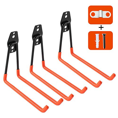Garage Storage Hooks, Garage Storage Organizer Wall Mount Hanging Hooks, Tool Organizer Heavy Duty Hooks for Garden and Garage Tools Organization, Holds up 40 Pounds (3 Pack)