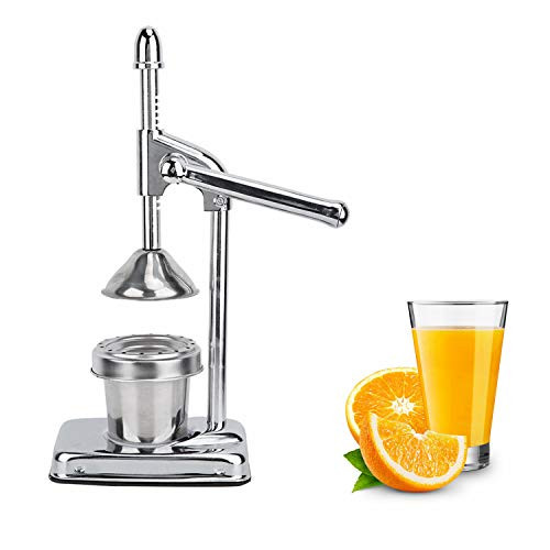 Manual Fruit Juicer Stainless Steel Manual Hand Press Juicer Squeezer Household Fruit Juicer Extractor for Oranges, Lemons, Limes, Grapefruits and More