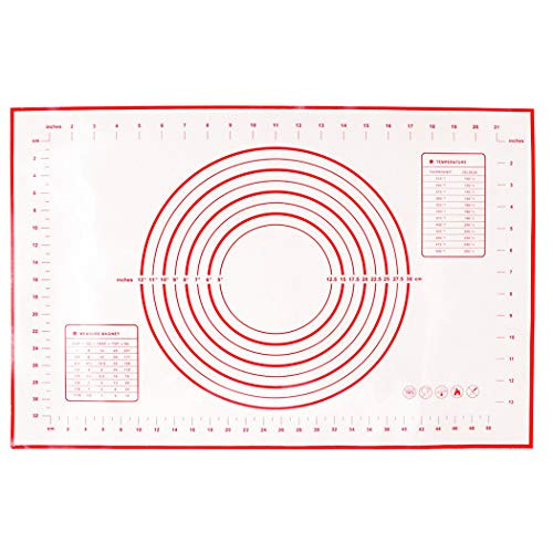 Extra Large Silicone Baking Mat for Pastry Rolling with Measurements Pastry Rolling Mat, Reusable Non-Stick Silicone Baking Mat (15.7''19.7''0.05'') (Red)