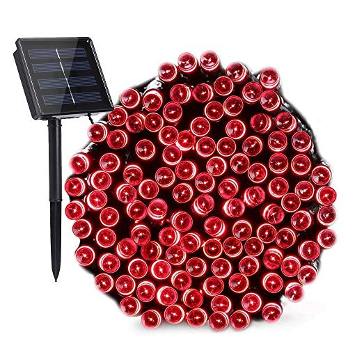 Toodour Solar Red String Lights, 72ft 200 LED 8 Modes Outdoor String Lights, Waterproof Solar Fairy Lights for Garden, Patio, Fence, Holiday, Party, Balcony Decorations (Red)
