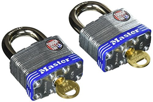 Master Lock Padlock, Laminated Steel Lock, 2 in. Wide,  5T (Pack of 2-Keyed Alike)