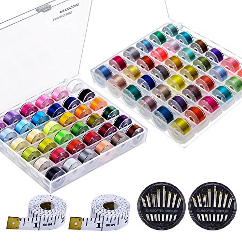 Paxcoo 72 Pcs Bobbins and Sewing Thread with Case for Brother Singer Babylock Janome Kenmore (Assorted Colors)