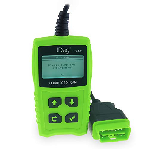 JD Code Reader OBDII Scanner Car Engine Fault Code Reader Auto Check Engine Light, Automotive Diagnostic Scan Tool with Battery Test JDiag JD101 (Green)