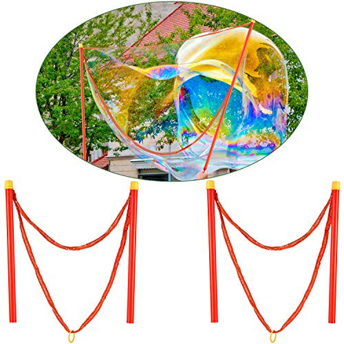 2 Pieces Bubble Wands Giant Bubble Wands for Outdoor Activities Making Bubble Tools Supply (40 cm, Red)