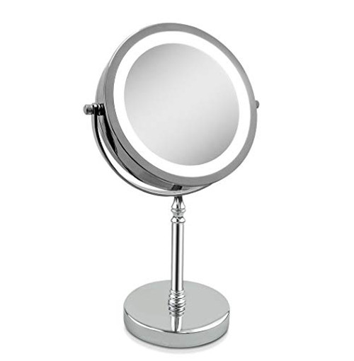 elimko Magnifying Mirror 10x Makeup Mirror, Double Sided Tabletop Mirror with LED Lighted 360-Degree Rotation 1X or 10X Magnification Mirror