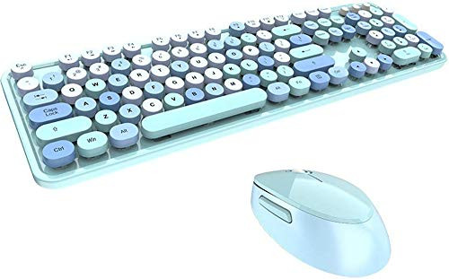 Mofii Wireless Keyboard and Mouse Combo,2.4G USB Multi-Color Cute Full Size Keyboard and Optical Mice Set for Computer Desktop PC Laptop (Multicolor Blue)