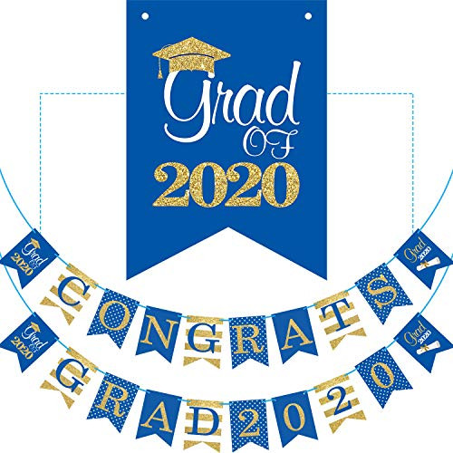2020 Blue Graduation Banner - No DIY Required Graduation Decorations Party Supplies, Grad Banner for College, High School Party 2020 Blue Graduation Banner - No DIY Required Graduation Decorations Party Supplies, Grad Banner for College, High School Party