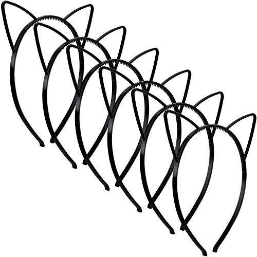 6 Pieces Halloween Cat Ears Headbands Plastic Cat Ears Hairbands Halloween Headwear for Women Girls Halloween Cosplay Party Costume Decorations, Black 6 Pieces Halloween Cat Ears Headbands Plastic Cat Ears Hairbands Halloween Headwear for Women Girls Halloween Cosplay Party Costume Decorations, Black