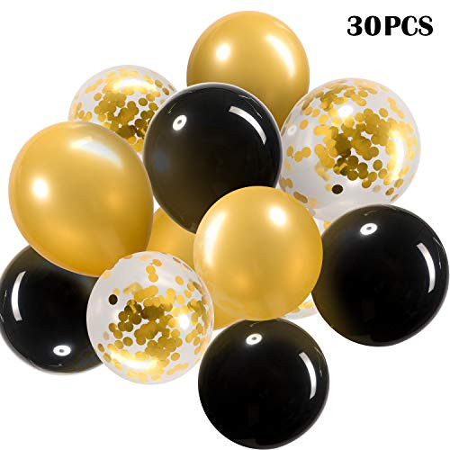 30 Pieces Latex Balloons for Graduation Party Gold Confetti, Golden and Black Balloons Latex Balloons for Graduation Party, Decorations, Holidays, Wedding, Birthday Party