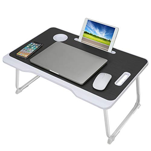 Laptop Bed Tray Table with Handle Folding Laptop Desk Laptop Bed desk Stand Standing Table with Foldable Legs Couch Table Bed Desk Reading Stand Foldable Lap Table for Sofa Couch Floor (Black)