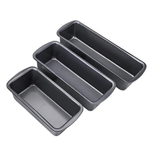 Bread Pan for Baking, Beasea Loaf Pans Set of 3, Nonstick Bakeware Toast Pan Bread Baking Pans Carbon Steel Bread Loaf Pans - Black