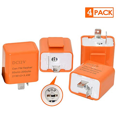 4 Pack Universal 2-Pin LED Turn Signal Flasher Relay 12V Motorcycle Electronic Flasher Relay Emergency Led Light Indicator Light Flasher Relay, Orange