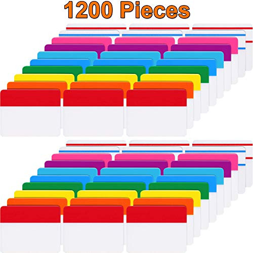 Tanlee 1200 Pieces Sticky Index Tabs Writable File Tabs Sticky Page Markers Tabs Sticky Binder Tabs for Books Notebooks and File Folders, 60 Sets 10 Colors, 2 × 1.65 inch (1200 Pieces)