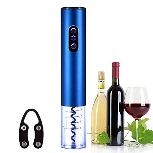 Electric Wine Opener Wine Corkscrew Electric Cork Remover Automatic Wine Bottle Openers with Foil Cutter (Classic Blue)