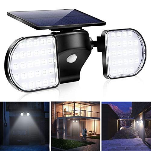 56 Led Solar Security Lights Motion Outdoor, Wireless 360°Rotating Dual Head Flood Lights Outdoor Motion Sensor, Waterproof Solar Security Light with Motion Sensor for Yard Front Door Garage (1 Pack)