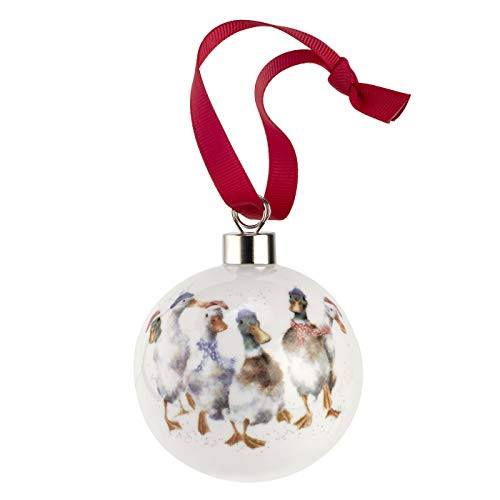 Portmeirion Home & Gifts All Wrapped Up (Ducks) -Christmas Bauble, Multi-Colour Colour, 9