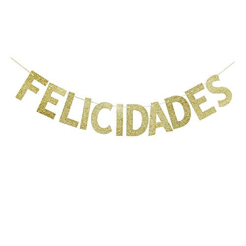 Felicidades Banner, Gold Glitter Congratulations Banner for Graduation/Birthday/Anniversary/Promotion Party Sign Decor Supplies