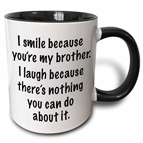 3dRose Because youre my brother Two Tone Mug, 11 oz, Black/White