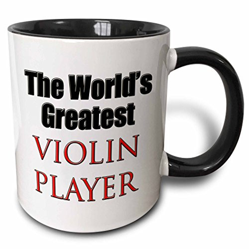 3dRose Worlds greatest violin player, Red Two Tone Mug, 11 oz, Black/White