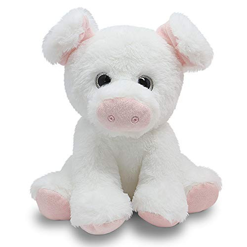 Fluffuns Pig Stuffed Animal  Stuffed Pig Plush - 9 Inch Stuffed Animal Pig (White)